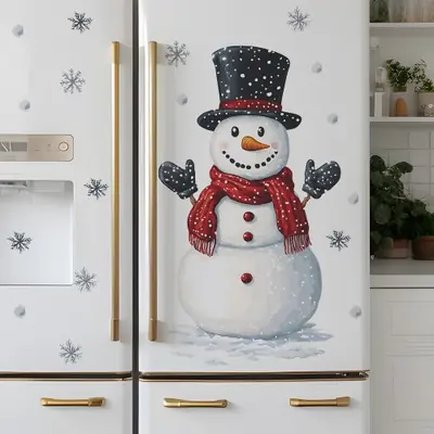 Image de Autocollants Noël Bonhomme de Neige & Flocons - Déco Murale