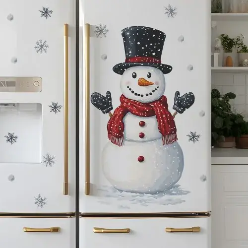 Image de Autocollants Noël Bonhomme de Neige & Flocons - Déco Murale