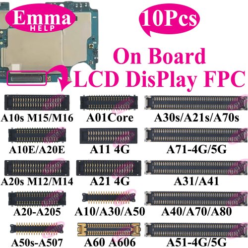 Afbeelding van 10x LCD Flex Connector voor Samsung Galaxy A- en M-serie