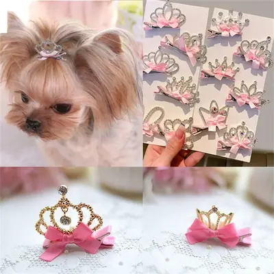 Accessoires de coiffure pour chiens et chats - Couronnes, nœuds et épingles colorées