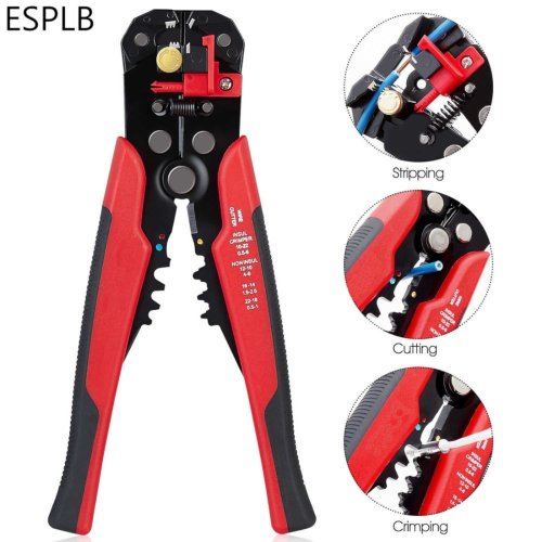 Immagine di Pinza da Taglio Automatica Regolabile per Spelafili e Tagliacavi - Strumento Professionale per l'Industria Elettrica