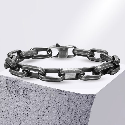 Immagine di Bracciale Punk in Acciaio Ossidato per Uomini e Ragazzi