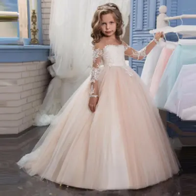 Image de Robe Fleurie Rose Clair pour Fille - Mariage & Communion