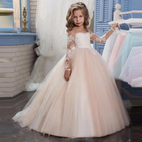 Image de Robe Fleurie Rose Clair pour Fille - Mariage & Communion