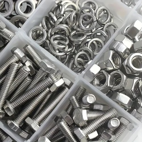 Imagen de Juego Completo de Tuercas y Pernos Hexagonales de Acero Inoxidable 240 Piezas, Resistente a la Corrosión, Tamaños M4 y M5 para Uso Doméstico y Industrial