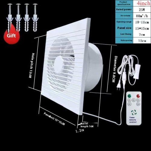 Immagine di 220V 4 pollici 6 pollici 8 pollici Appeso a parete Ventilatore bianco Piccolo ventilatore Estrattore Ventole di scarico WC Bagno Cucina Ventilatore