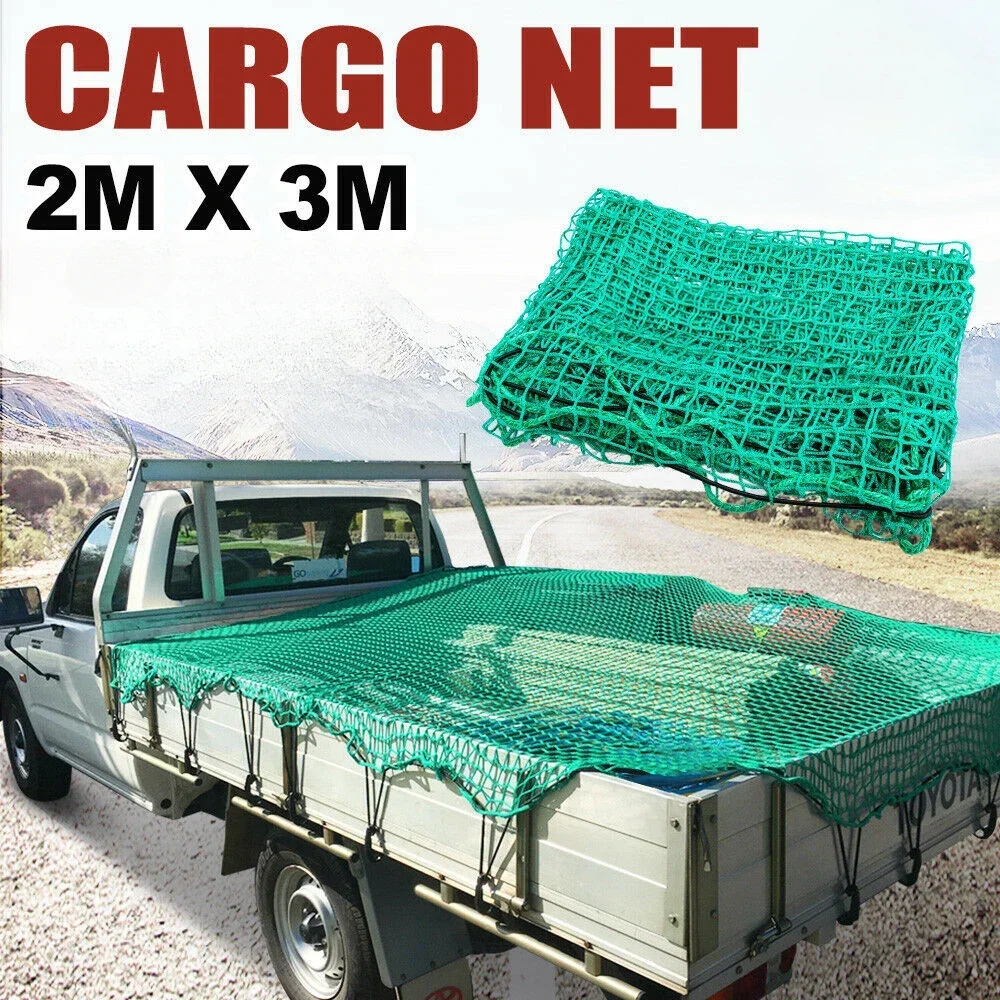 Afbeelding van Universele Groene Truck Cargo Dakbescherming van Polyethyleen – Professionele Trailer Net Cover met Verlengbare Mesh voor Veilige Bagage Transport