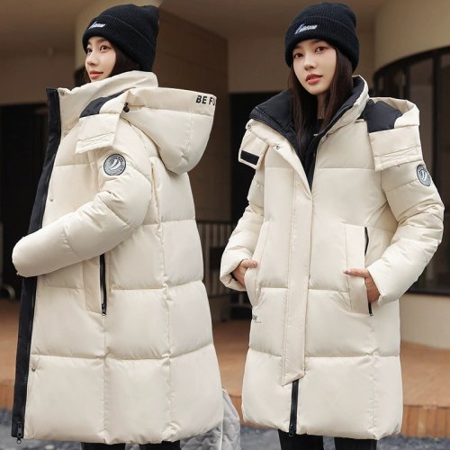 Imagen de Chaqueta de algodón acolchada para mujer, abrigo largo cálido y holgado estilo coreano, talla grande, invierno 2025