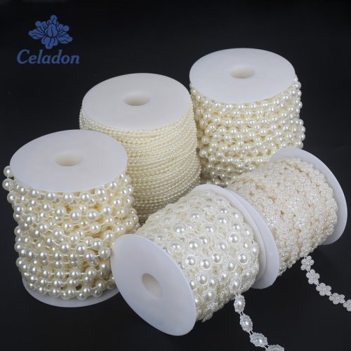 Zdjęcie Wybierz rozmiar 2-10 metrów żyłka sztuczne perły girlanda w formie łańcucha korali kwiaty dekoracje ślubne Event Party Supplies Ivory