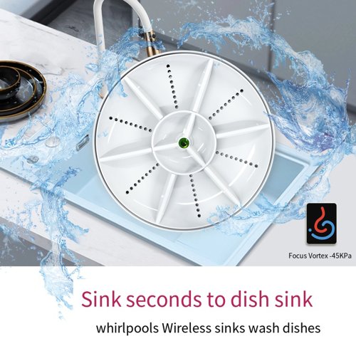 Afbeelding van Draadloze Mini Vaatwasmachine met Ultrasoon Technologie – Draagbare USB Voedings Spoelbak voor Fruit, Groenten en Keukengerei