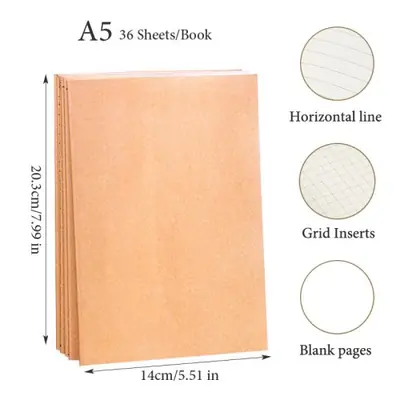 Image de Cahier Notes A5/B5/A4 - Lot de 5 - Papier Kraft & Couverture Noire