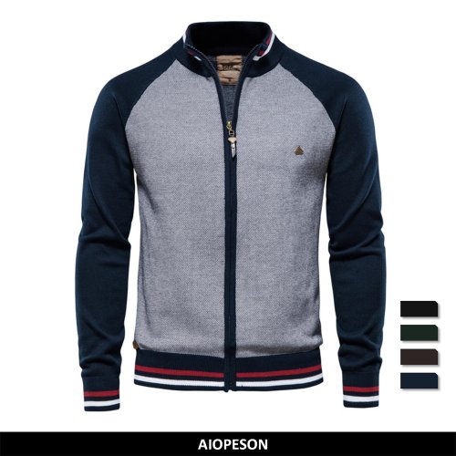 Imagen de Suéter de algodón para hombre con cuello redondo, diseño casual y moderno, ideal para el invierno – Ropa informal de moda