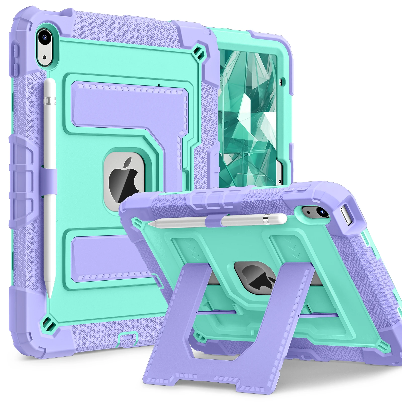 Immagine di Custodia Tablet per iPad 11 Pollici (11th Gen 2025, A16, 10th Gen 2022, Air 4/5, 10.9, 9.7, Pro, Air 11 2024) con Supporto, Antiurto, Protezione Robusta per Bambini