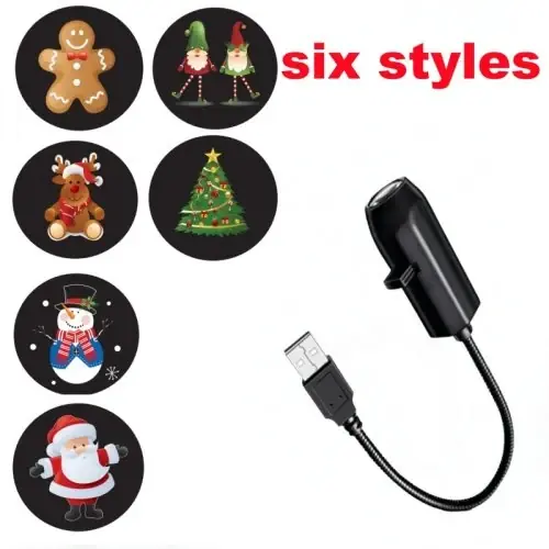 Image de Projecteur LED Noël Wapiti & Père Noël - Veilleuse USB