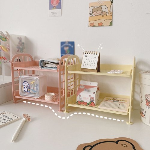 Afbeelding van Horizontale Bureauopbergplank met Meerdere Verdiepingen - Eenvoudige en Stijlvolle Oplossing voor Kantoor, Slaapkamer en Studie