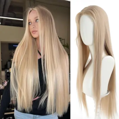 Image de Cheveux Longs Raides Ultraviolets avec Extensions Bouclées