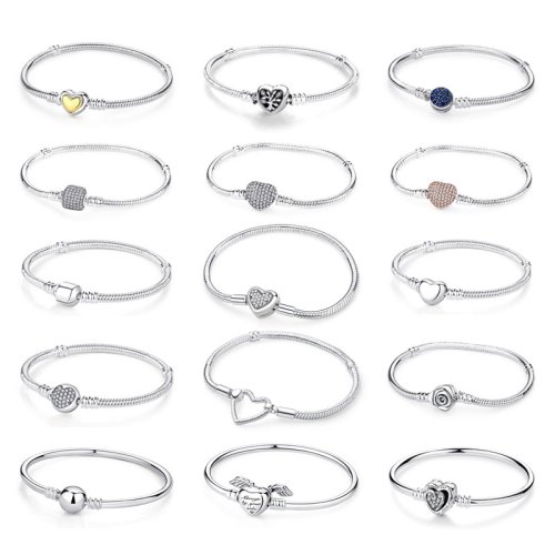 Pulseras de Plata 925 con Corazón y Cadena Serpiente - Joyería Elegante para Mujer