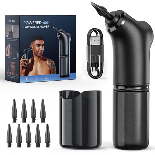 Imagen de Kit de limpieza auditiva natural con irrigación suave para adultos y niños – Eliminación segura de cera con 4 niveles de presión ajustables
