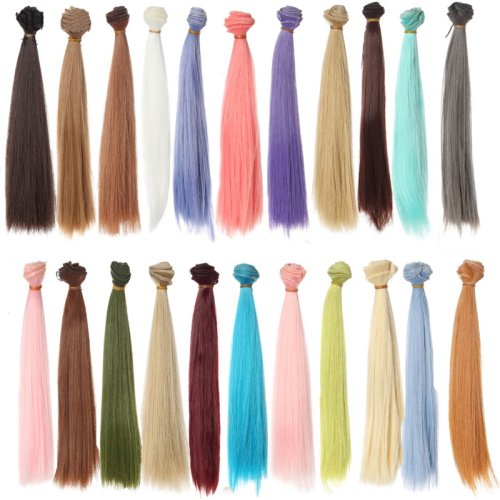 Bild von 1 stücke Haar Refires Bjd Haar 25 cm * 100 CM Schwarz Rosa Braun Khaki Weiß Grau Farbe lange Gerade Perücke Haar für 1/3 1/4 BJD Diy