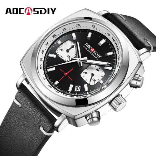 Image de Montre Homme Cuir Carrée - Style Élégant & Fonctions Avancées