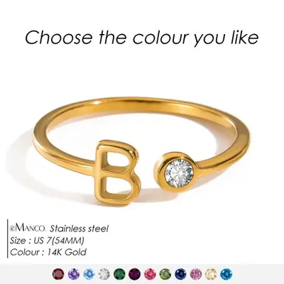 Image de Bague Personnalisée avec Prénom & Pierre de Naissance
