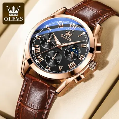 Image de Montre Homme Quartz Chronographe Étanche avec Phase de Lune