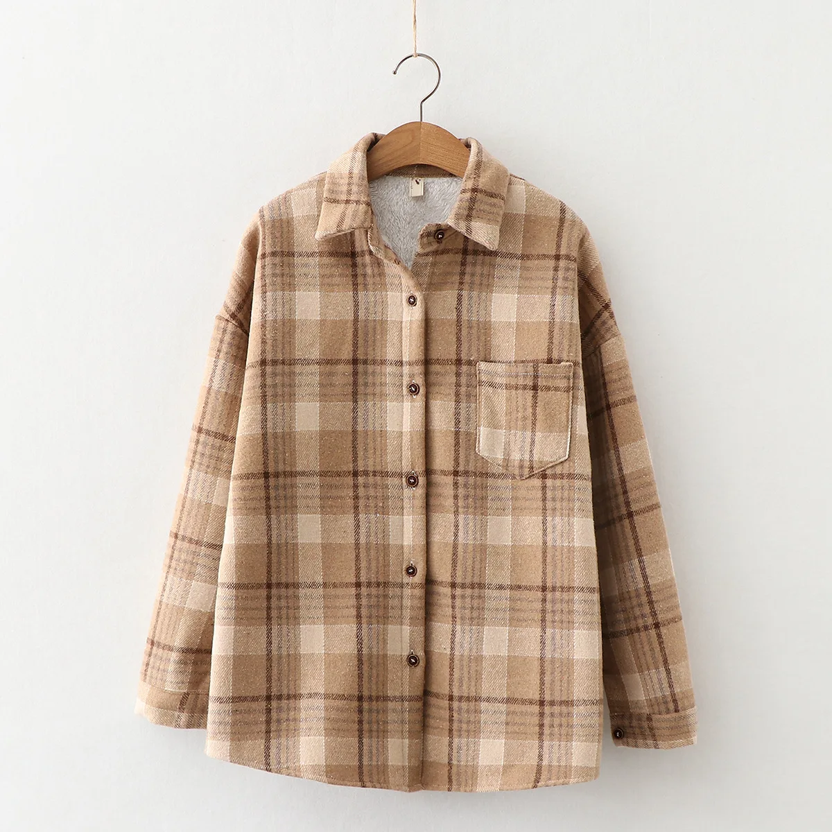 Imagen de Camisas gruesas a cuadros de terciopelo para mujer, blusas y Tops cálidos, ropa informal delgada par...