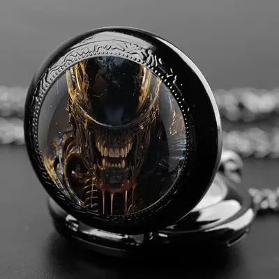 Image de Montre de Poche Xénomorphe Vintage - Collier Horloge pour Enfants