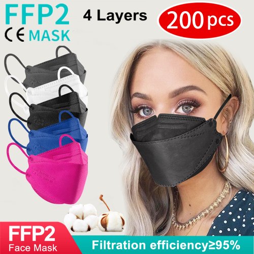 Immagine di Maschera Protettiva Respiratoria KN95 FFP2 in Tessuto Riutilizzabile con Filtrazione a 4 Strati - Certificata CE per Adulti