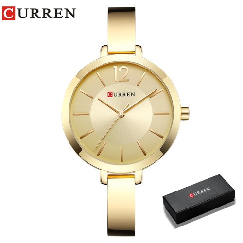 Immagine di CURREN Orologio da donna alla moda in oro Orologio al quarzo ultra sottile in acciaio inossidabile O...