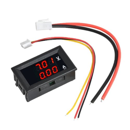 Immagine di Voltmetro Digitale LED con Amperometro DC 0-100V 10A per Auto, Moto e Veicoli - Misuratore di Tensione e Corrente con Pannello Monitor