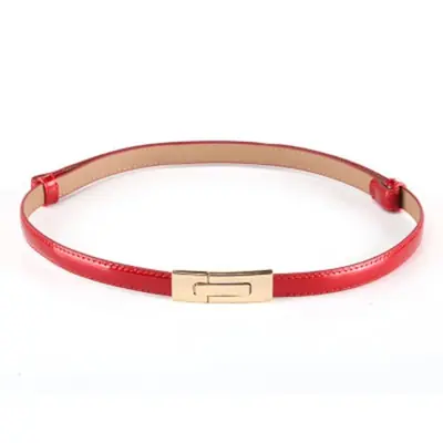 Image de Ceinture Fine en Cuir Noir - Élégance Féminine