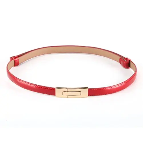 Image de Ceinture Fine en Cuir Noir - Élégance Féminine