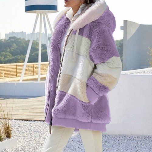 Image de Manteau Hiver Femme Peluche Capuche - Tendance 2024