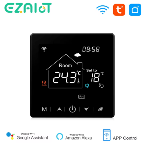 Afbeelding van Slimme Vloerverwarming Thermostaat met Tuya WiFi – Programmeerbare Temperatuurregelaar voor Elektrische en Gasboilers, Kompatibel met Smart Life & Alexa
