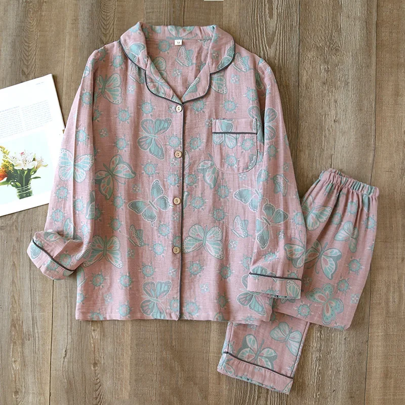 Afbeelding van Stijlvolle Vintage Pyjama Set voor Dames - 100% Katoen