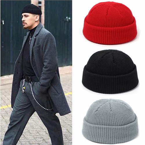 Imagen de Gorro Tejido Unisex de Invierno, Gorra Retro sin Mangas, Gorro Holgado de Melón, Gorro Docker y Gorros de Pescador para Hombre y Mujer