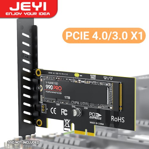 Jeyi M.2 NVMe SSD zu PCIe 4.0 x1 Adapterkarte – Full-Speed Erweiterungskarte für Desktop-PC mit PCI Express Gen4 und 16 Gbps Übertragungsraten