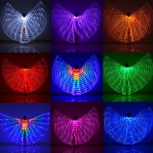 Image of LED Wings Belly Dance Wings Isis Halloween Wings Prop Shining LED Lamp Wings Belly Dance Costumes Accessories Sticks Adult Child