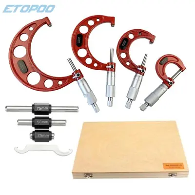 Image de Micromètre Extérieur 0-100mm - Set de 4 Pièces Précision 0.01mm
