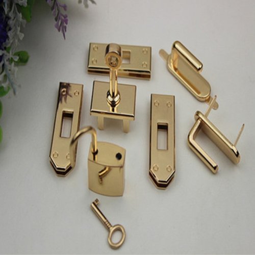 Image of 7-Piece Metal Clasp Lock Button Hardware Set for DIY Handbags, Shoulder Bags, and Purses – Durable and Stylish Bag Accessories