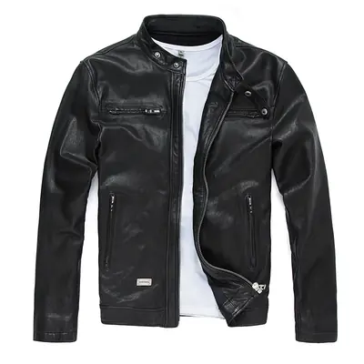 Image de Veste en Cuir Véritable Homme - Coupe Ajustée & Style Moto
