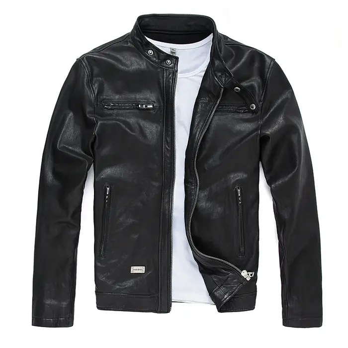 Image de Veste en Cuir Véritable Homme - Coupe Ajustée & Style Moto