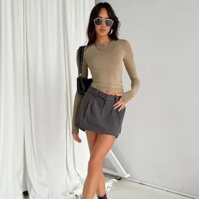 Image de Pulls Slim Fit Femme - T-Shirts Basiques Manches Longues