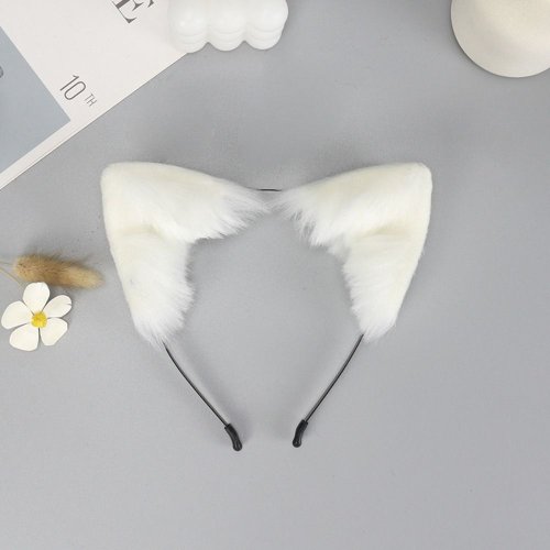 Image of Adorable Plush Fox Ears Headband with Gothic Lolita Style – Cute Animal Cosplay Hair Accessory for Women and Girls