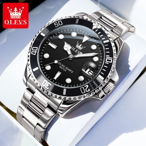 Immagine di OLEVS 5885 Orologi da uomo Business Cinturino in acciaio inossidabile Orologio al quarzo verde Calen...