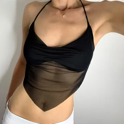 Image de Tee-shirt Fleur Col V Lacets - Style Streetwear Été