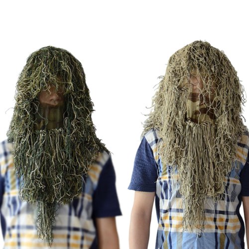 Image of Premium Outdoor Ghillie Hood with Mosquito Netting – Full-Head Camouflage Cover for Hunting, Bird Watching & Wildlife Photography