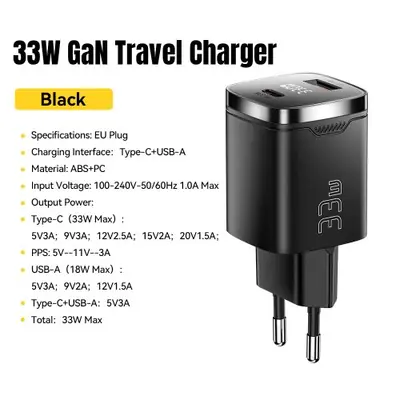 Image de Chargeur USB-C 33W avec Affichage Numérique - Charge Rapide PD
