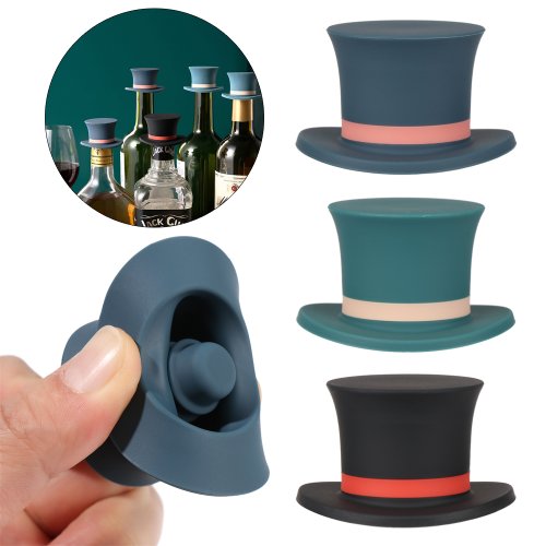 Imagen de Tapón de Silicona Natural para Botellas de Vino y Champán - Sellador Al Vacío con Diseño Ecológico y Reutilizable